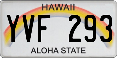 HI license plate YVF293