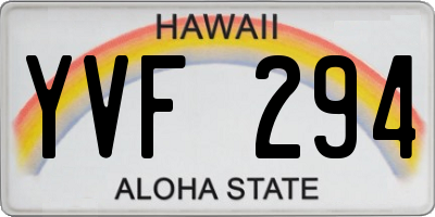 HI license plate YVF294