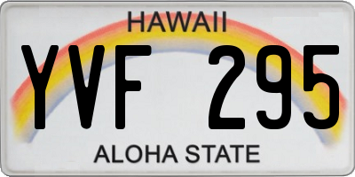 HI license plate YVF295