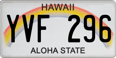 HI license plate YVF296
