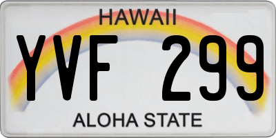 HI license plate YVF299