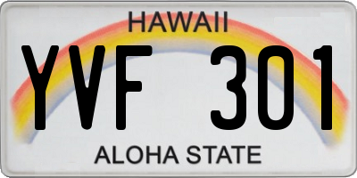 HI license plate YVF301