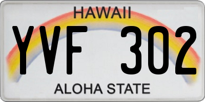 HI license plate YVF302