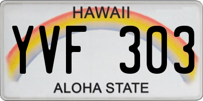 HI license plate YVF303