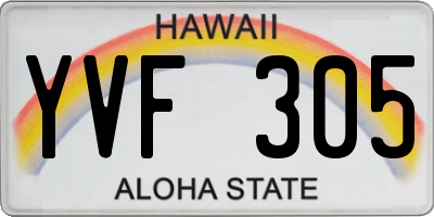 HI license plate YVF305