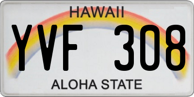 HI license plate YVF308