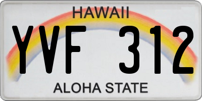 HI license plate YVF312