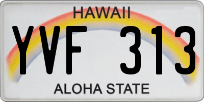 HI license plate YVF313