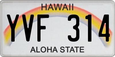 HI license plate YVF314