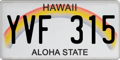 HI license plate YVF315