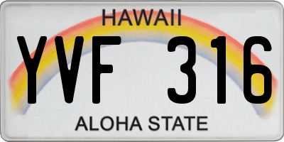 HI license plate YVF316