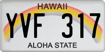 HI license plate YVF317