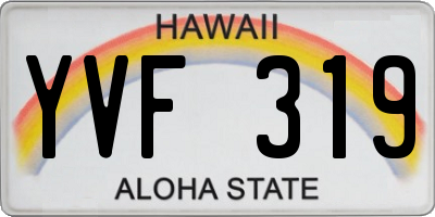HI license plate YVF319