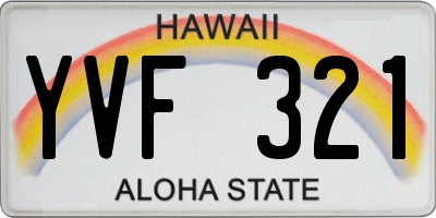 HI license plate YVF321