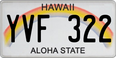 HI license plate YVF322