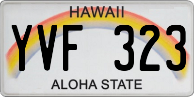 HI license plate YVF323