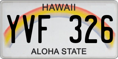 HI license plate YVF326