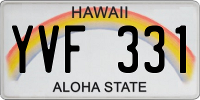 HI license plate YVF331