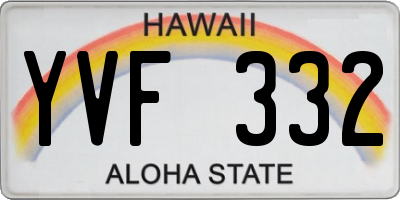 HI license plate YVF332