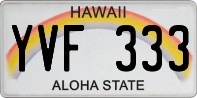 HI license plate YVF333