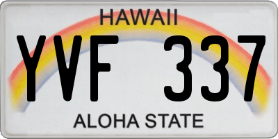 HI license plate YVF337