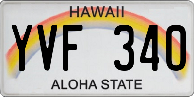 HI license plate YVF340