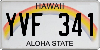HI license plate YVF341
