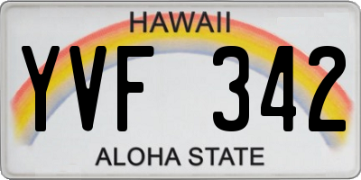 HI license plate YVF342