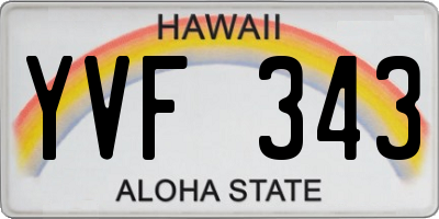HI license plate YVF343