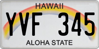 HI license plate YVF345