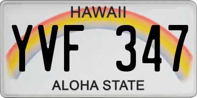 HI license plate YVF347