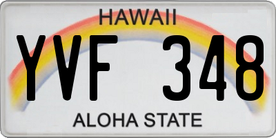 HI license plate YVF348