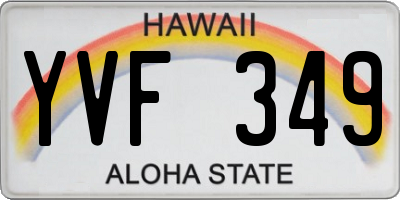 HI license plate YVF349