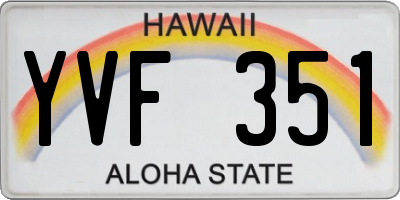HI license plate YVF351