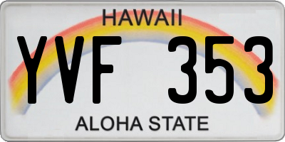 HI license plate YVF353
