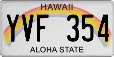 HI license plate YVF354