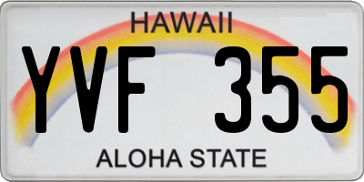 HI license plate YVF355