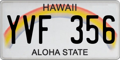 HI license plate YVF356