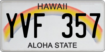HI license plate YVF357