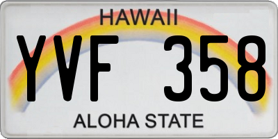 HI license plate YVF358