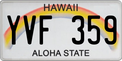 HI license plate YVF359
