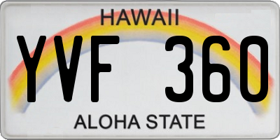 HI license plate YVF360
