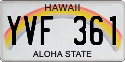 HI license plate YVF361