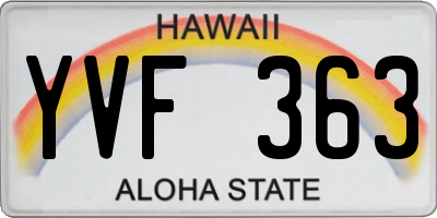 HI license plate YVF363