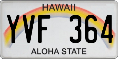 HI license plate YVF364