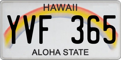 HI license plate YVF365