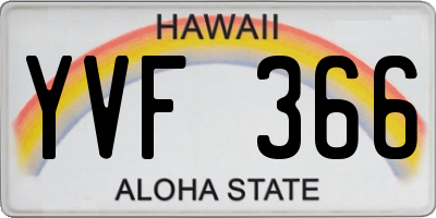 HI license plate YVF366