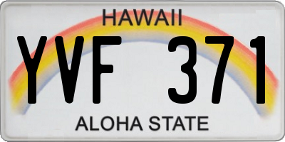 HI license plate YVF371