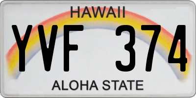 HI license plate YVF374