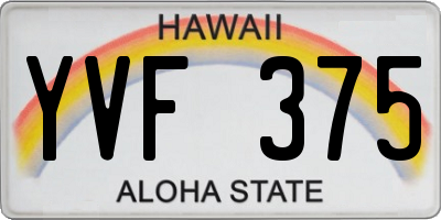 HI license plate YVF375